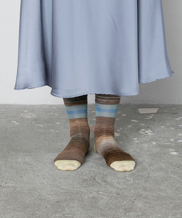 TRICOTE カスリラインソックス 87BROWN