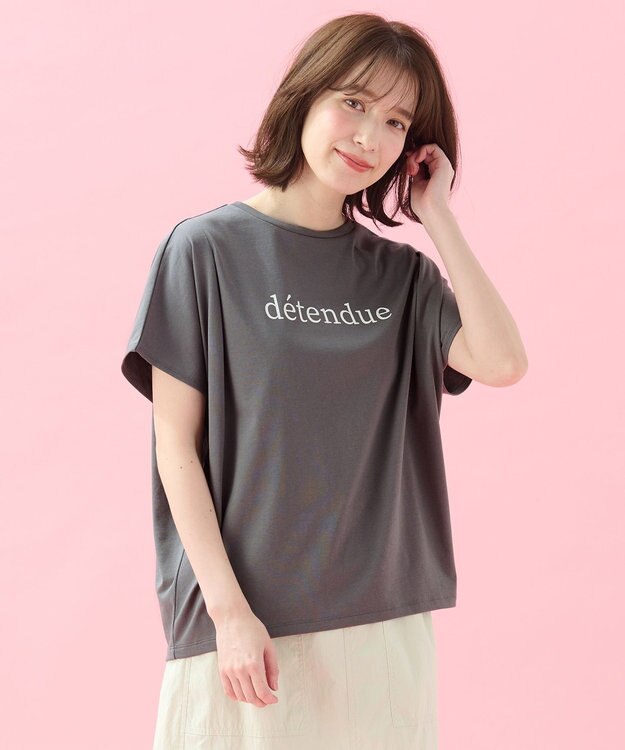 ANY エニィファンクションフレンチスリーブTシャツ チャコール(ロゴ)