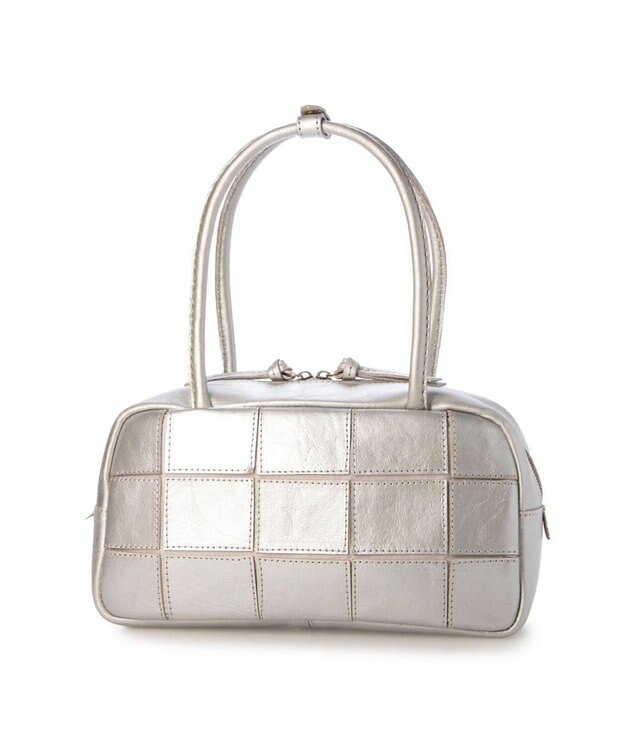 UNBILLION ピークスピーク PEAKS PEAK / 牛革パッチワーク横長ボストン シルバー