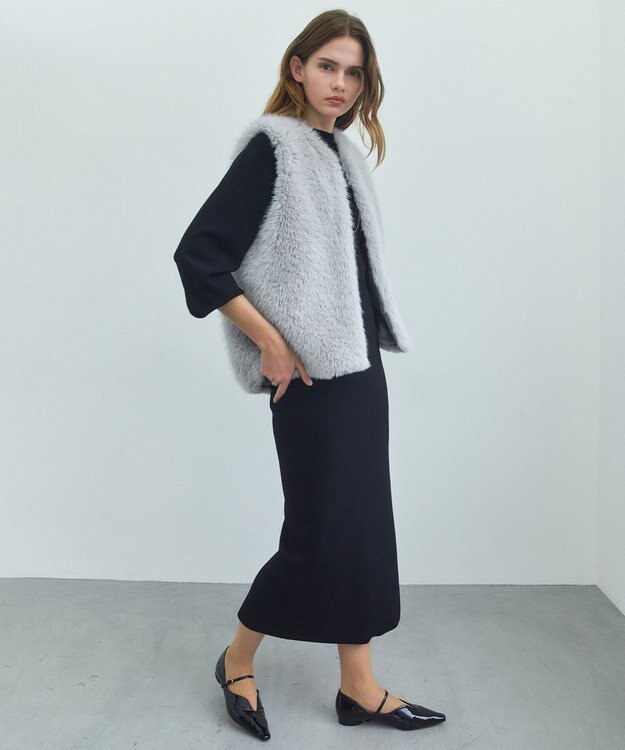 BEIGE， 【ロングセラー】LAURA / ストレッチ Iラインニットスカート Black