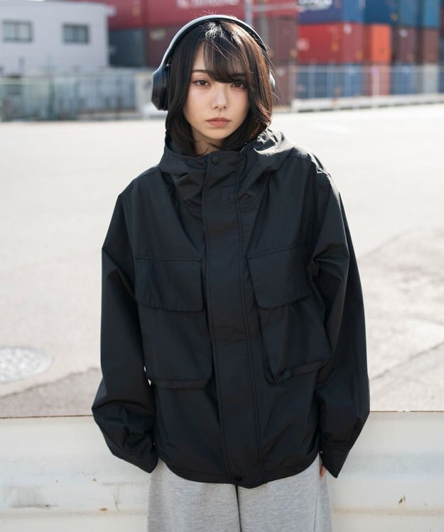 WEGO 【ユニセックス着用ITEM/アウトドア】フードシェルブルゾン ブラック