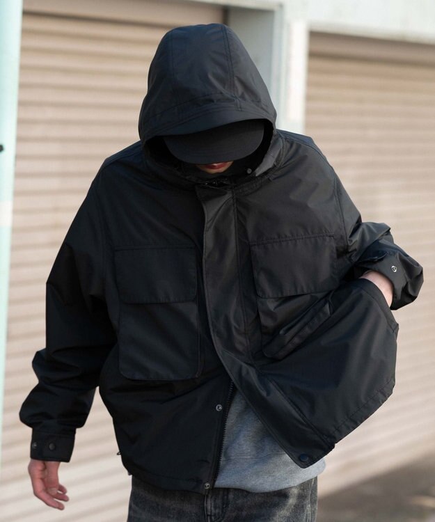 WEGO 【ユニセックス着用ITEM/アウトドア】フードシェルブルゾン ブラック