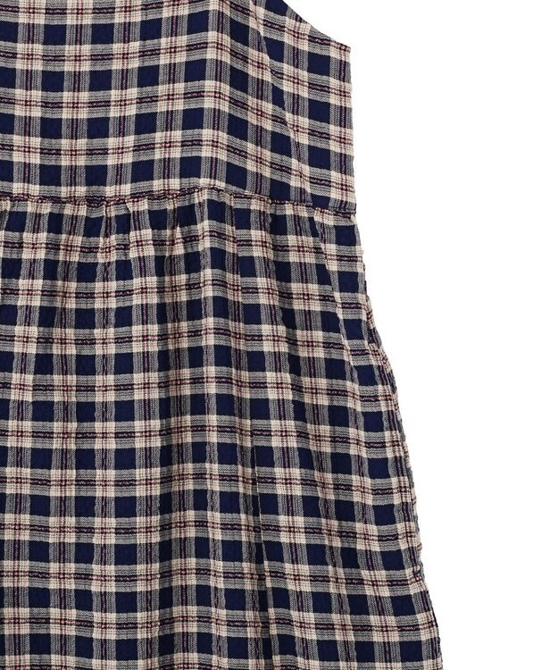 earth music&ecology シャーリングラメチェックキャミワンピース Navy