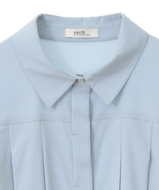 earth music&ecology タックプリーツショートシャツ Sax