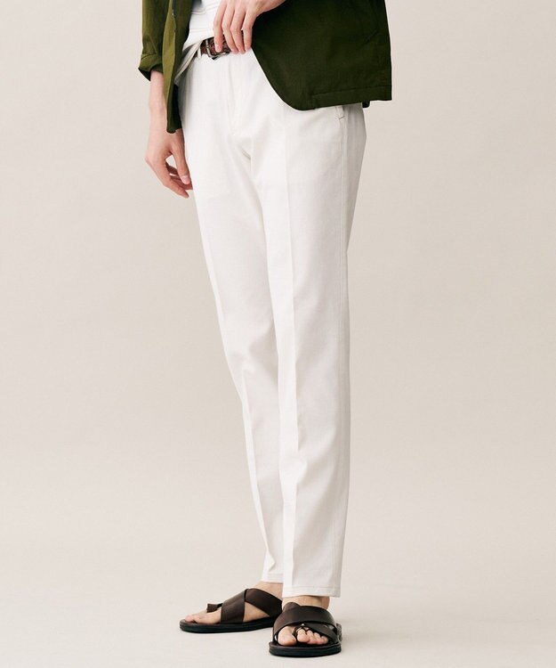 JOSEPH ABBOUD 【ウエストも伸びる!オーガニックコットン使用】ハイパワーカルゼ パンツ 26SSモデル ホワイト系