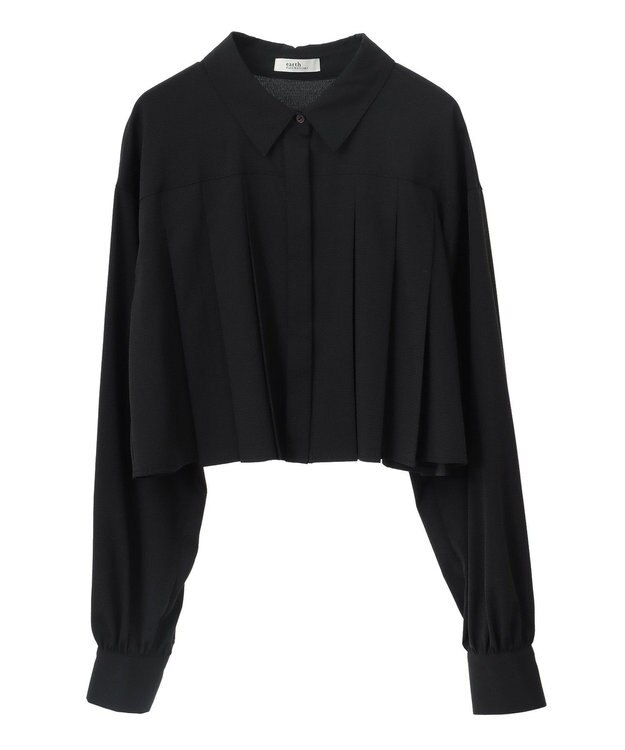 earth music&ecology タックプリーツショートシャツ Black