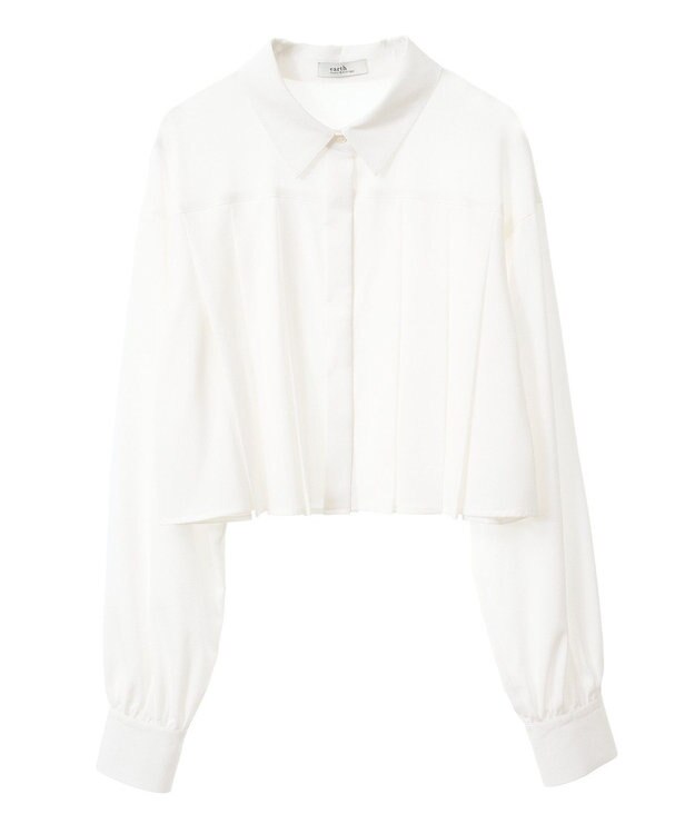 earth music&ecology タックプリーツショートシャツ Off White