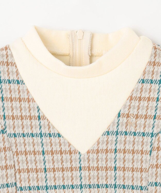 組曲 KIDS 【90-100㎝】チェックワンピース ホワイト系3