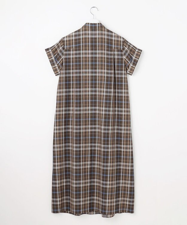 J.PRESS LADIES S コットンリネン Light マドラスチェック シャツ ワンピース ブラウン系