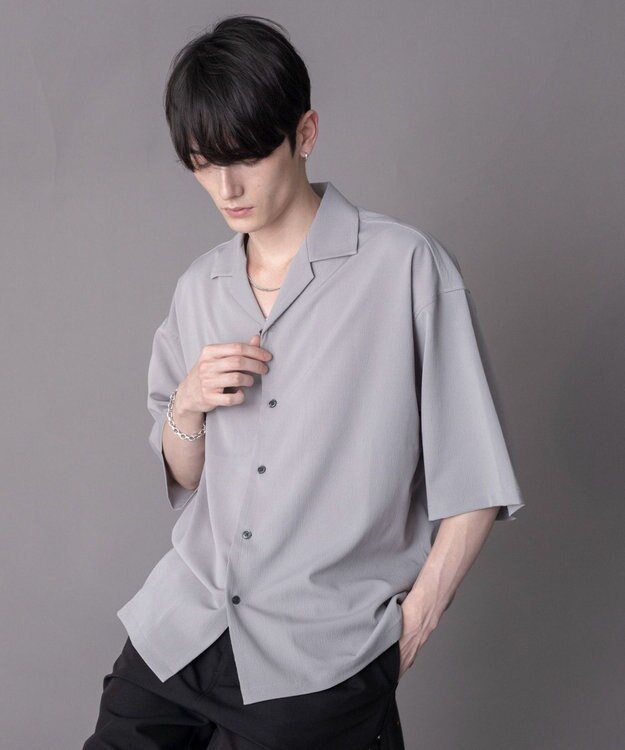 WEGO 【ユニセックス着用ITEM】クレープオープンカラーシャツ（SS） グレー
