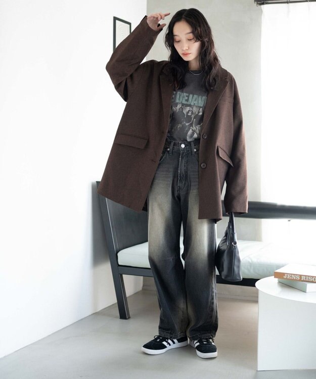 WEGO ボクシーテーラードジャケット ダークブラウン