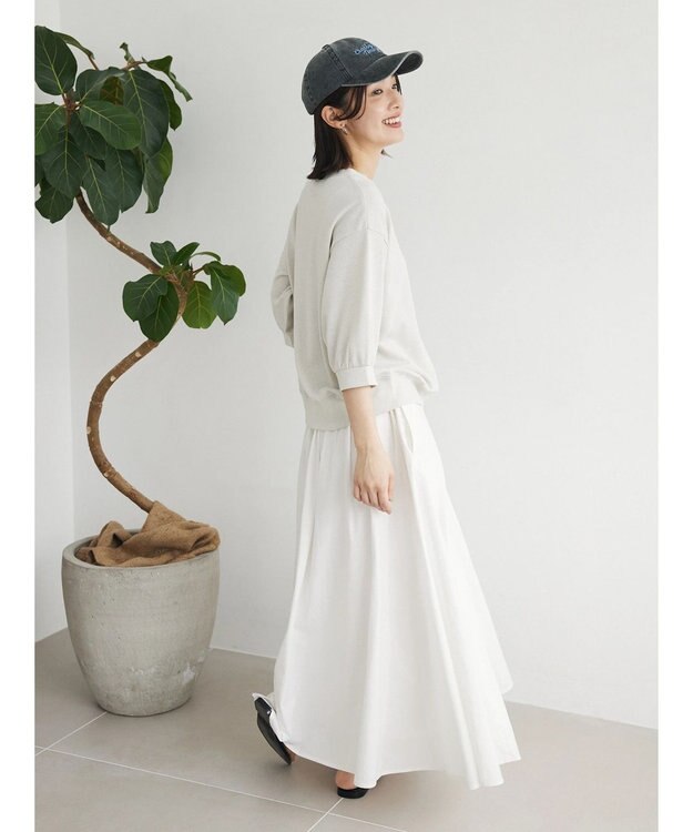 Green Parks インド綿 ボリュームポプリンスカートII Off White