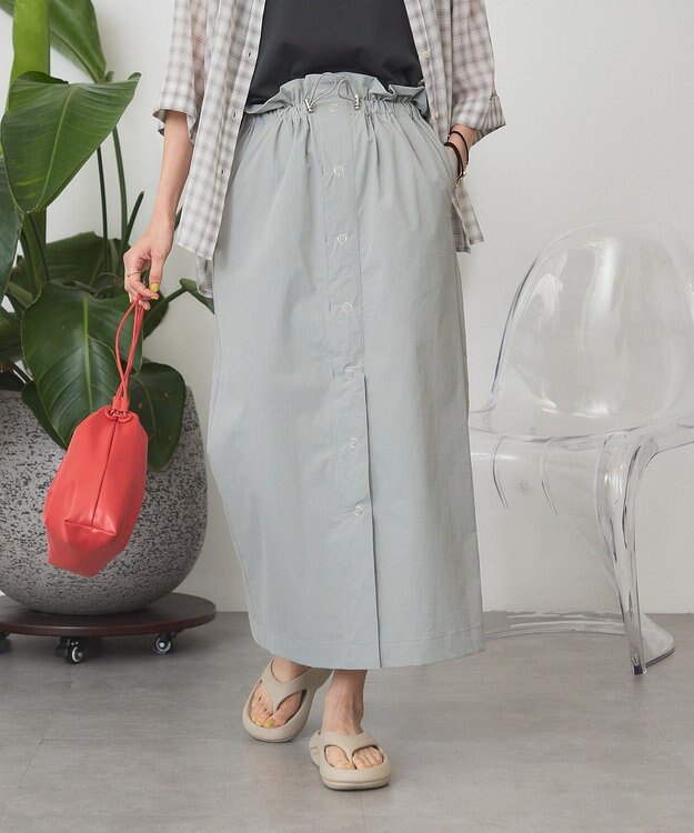 AMERICAN HOLIC 【マルチ機能】フロントボタンスカート Grayish Khaki