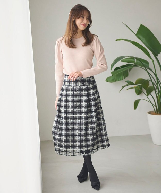 Feroux 【洗える】パワショル ニットプルオーバー ベージュ系