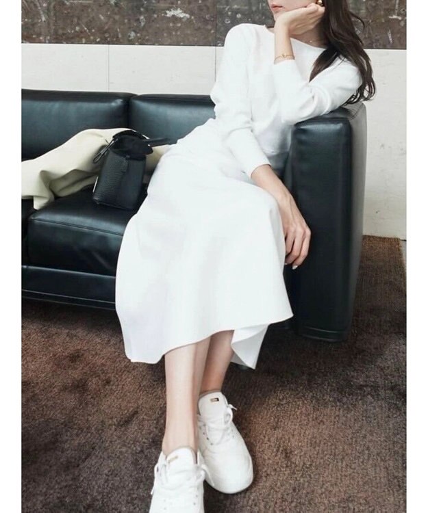 Green Parks フレアニットワンピース White