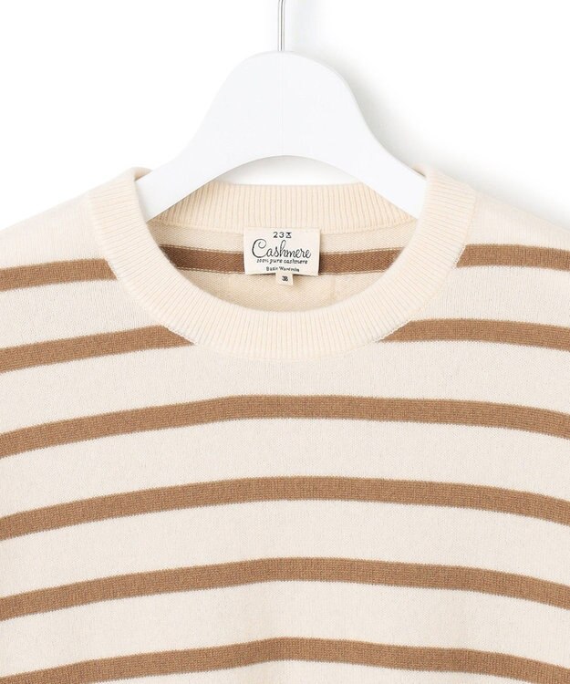 23区 S 【見上愛さん着用/Oggi・STORY掲載】ピュアカシミヤ クルーネック ニット オフ×キャメル