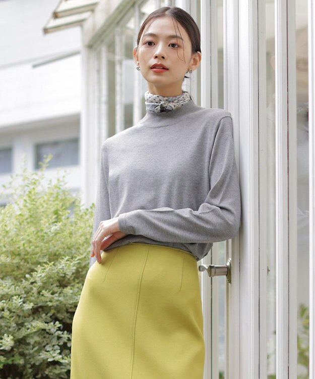 J.PRESS LADIES L 【洗える】PRINCE ハイネック ニット トップグレー系