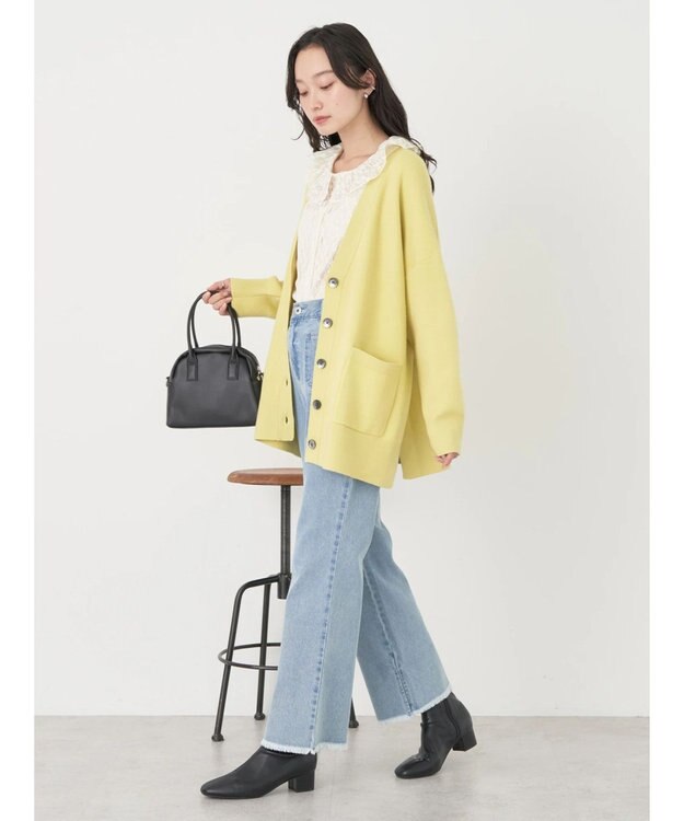 earth music&ecology やわらかタッチＶネックカーディガン Yellow