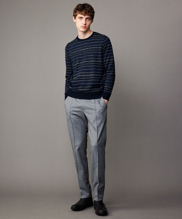 JOSEPH ABBOUD 【イタリア糸使用/洗える】フェアアエルクルーネック ニット ネイビー系7