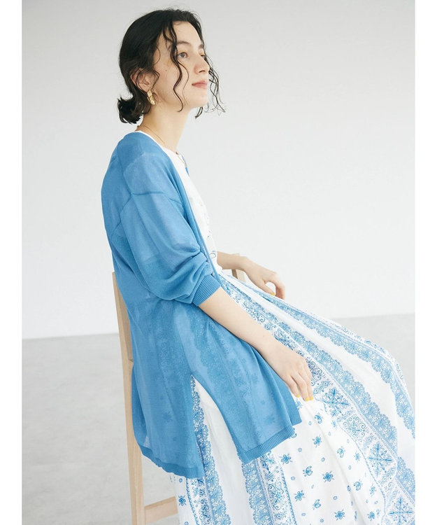 CRAFT STANDARD BOUTIQUE シアーニットトッパーカーディガン Blue