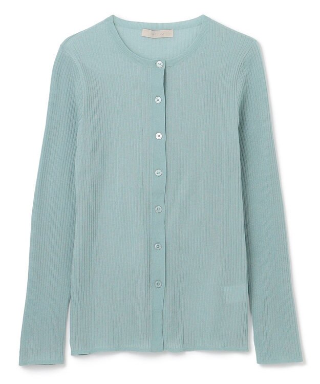 UNFILO シアーリブ ニットカーディガン ブルー