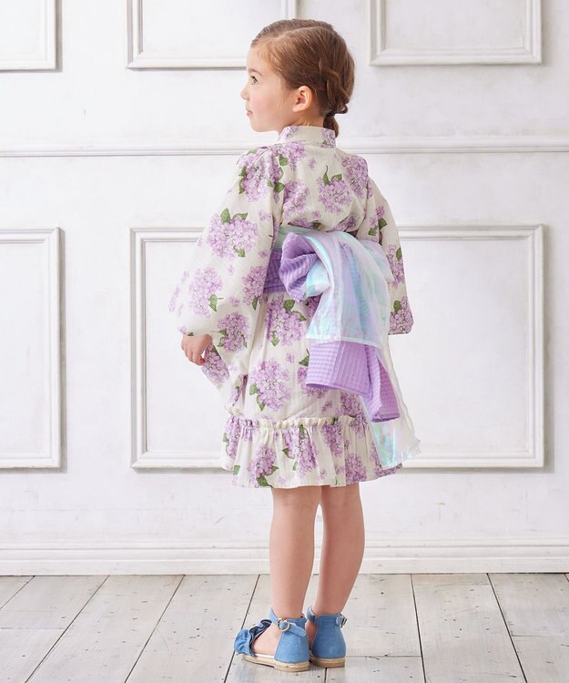 ANY KIDS ショート丈 浴衣 セット オフホワイト×アジサイ