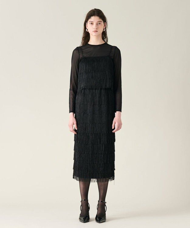 GRACE CONTINENTAL フリンジスカート ブラック