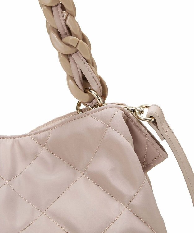 TOPKAPI 【TREASURE TOPKAPI】キルティング アクリルチェーン付 トート バッグ ペールベージュ