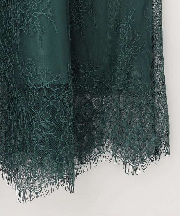 ANY SIS 【洗える】パネルレース ドレス ダークグリーン