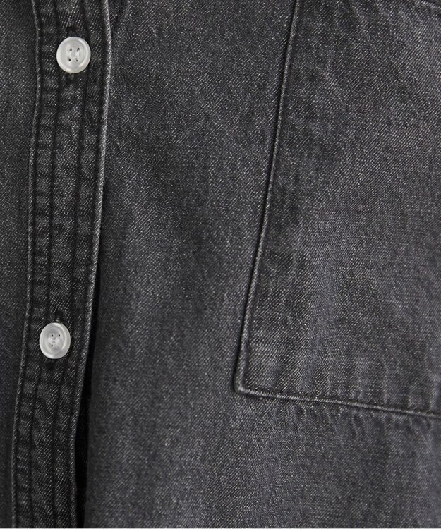 WEGO 【ANGIE VINTAGE】オーバーサイズ バンドカラー デニムシャツ グレー