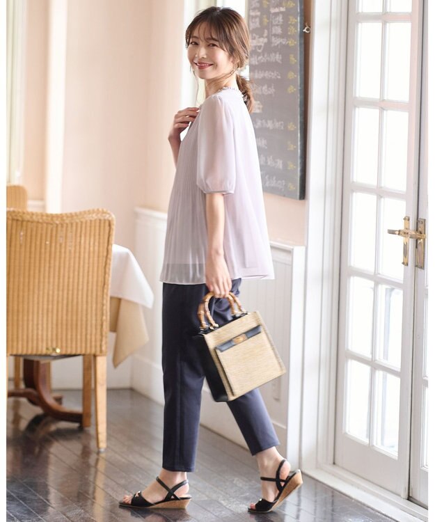 ANY SIS S 【洗える】エアリープリーツ ブラウス ローズグレー