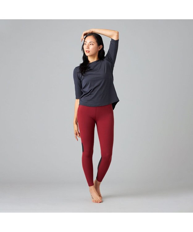 Chacott Chacott BALANCE ドライストレッチデザインTシャツ ダークグレー杢