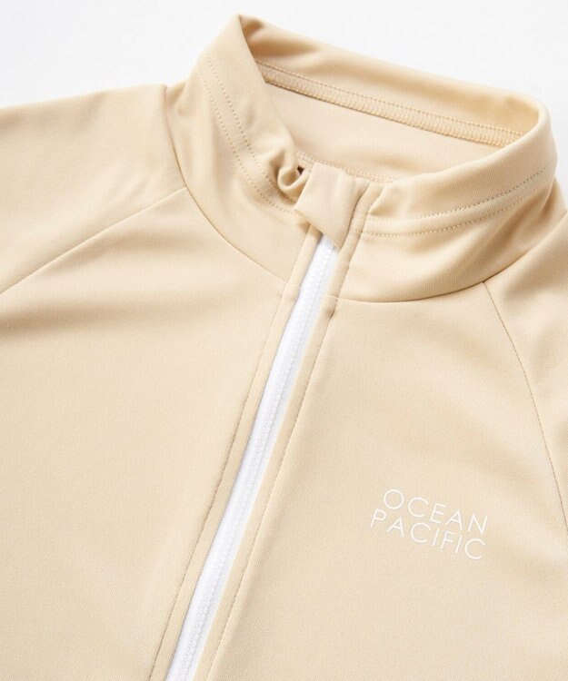 OP／FILA 【Ocean Pacific】フルジップ OPロゴラッシュガード ベージュ