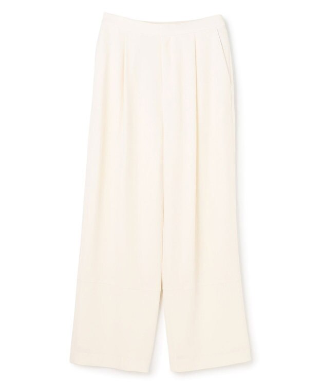 BEIGE， GYPSUM / シルキータッチ セミワイドタックパンツ Ecru