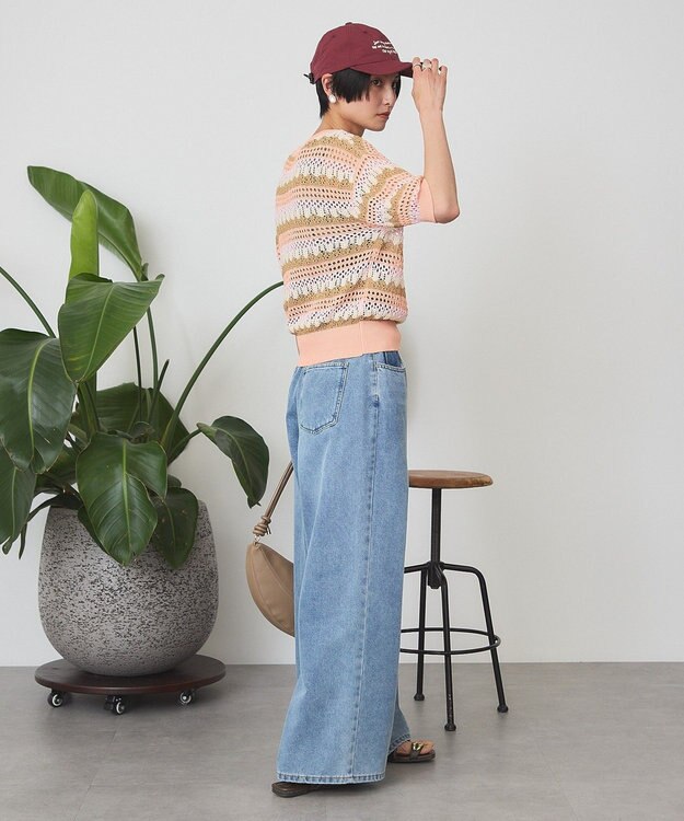 AMERICAN HOLIC マルチボーダー配色ニット Beige