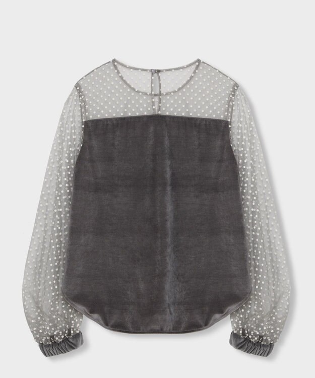 GRACE CONTINENTAL フロッキーチュールコンビトップ グレー