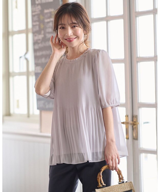 ANY SIS S 【洗える】エアリープリーツ ブラウス ローズグレー