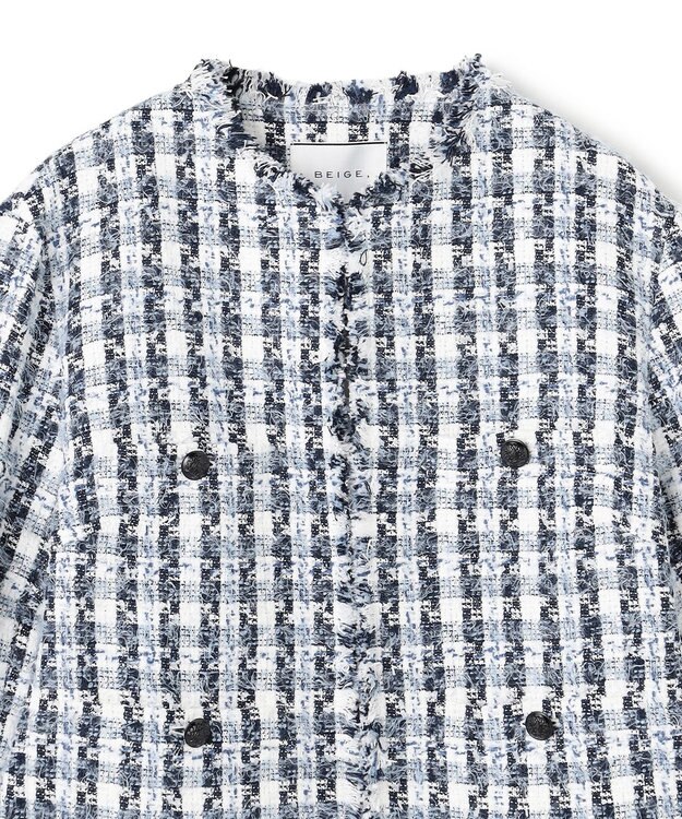 BEIGE， BERYL / ファンシーツイードノーカラージャケット Navy Mix