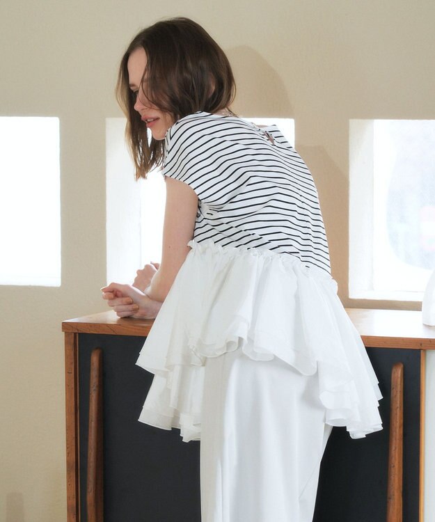 YECCA VECCA アシメペプラムカットソー Border