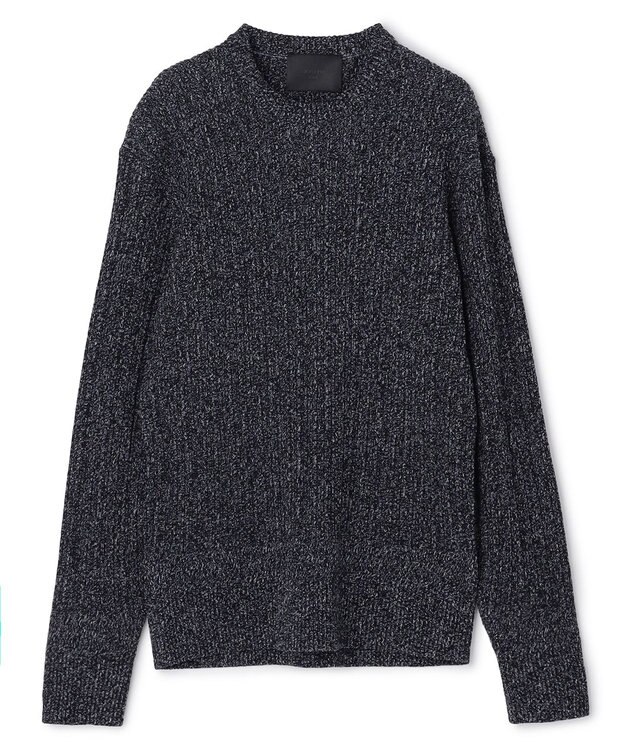 JOSEPH HOMME 【HIGH GRADE LINE】バルキーコットンノットリブ　クルーネックニット ブラック系
