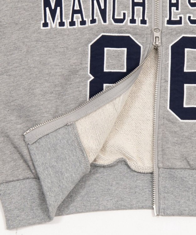 WEGO グラフィックショートZIPパーカー 杢グレー