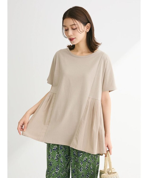 Green Parks 脇ドッキングフレアプルオーバー Gray Beige