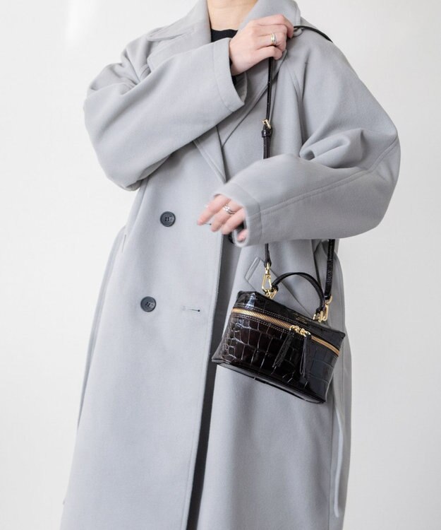 INTER-CHAUSSURES 【CHRISTIAN VILLA】ボックスシルエットミニハンドバッグ ダークブラウン型押