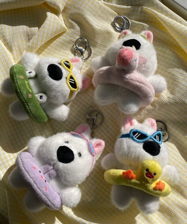 WEGO バカンスわんこぬいぐるみキーホルダー グリーン
