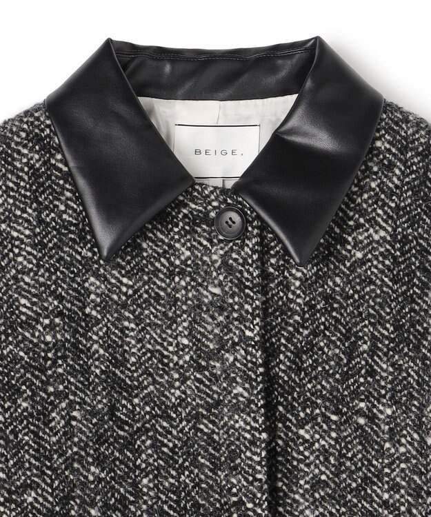 BEIGE， ROBY / フェイクレザーツイードコート Monotone