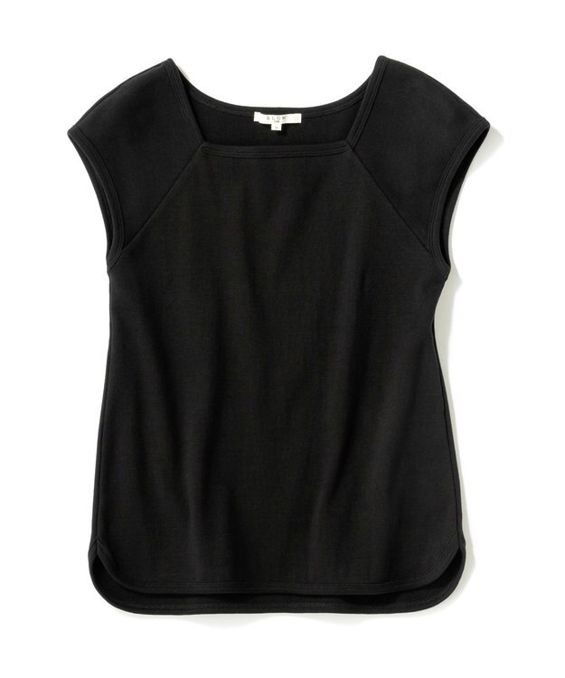 23区 L 【SLOW/一部店舗限定】ミドルフライスジャージー キャップスリーブカットソー ブラック系