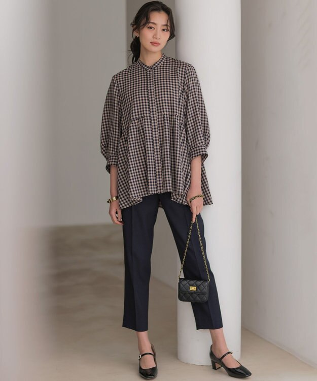 組曲 L 【先行予約】ライトリネンライクテーパード パンツ ネイビー系