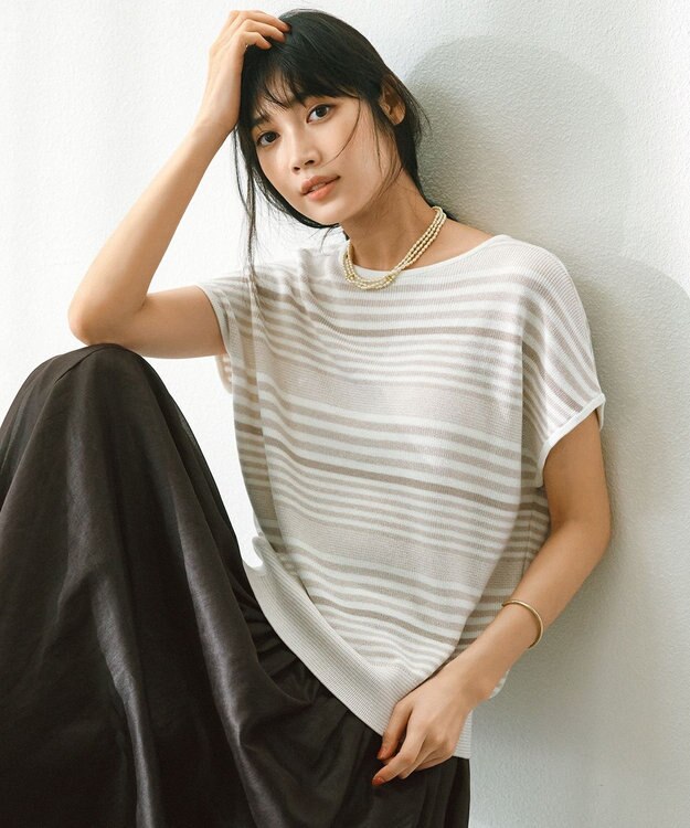 23区 L 【接触冷感/洗える】シアーフィルム フレアスカート ダークブラウン系