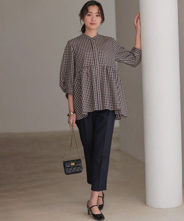 組曲 L 【先行予約】ライトリネンライクテーパード パンツ ネイビー系