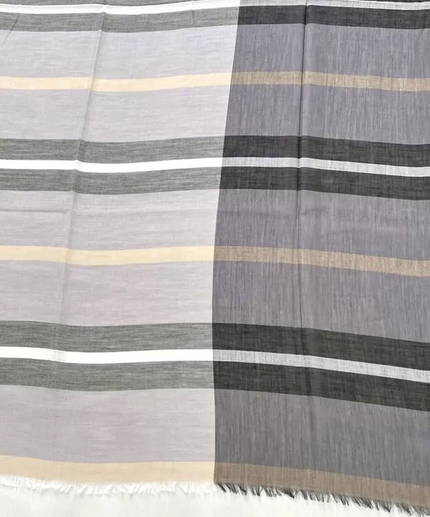 POLS 播州織 極細コットンストール グレイ